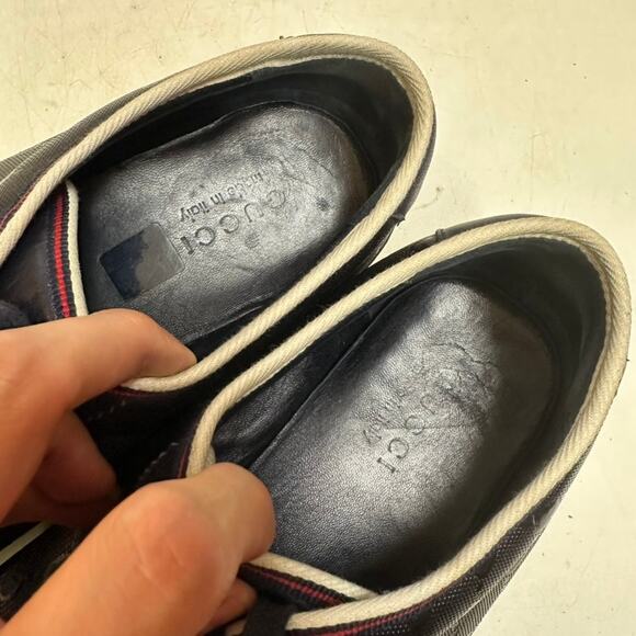 VGUC Gucci Navy Blue GG Imprime Sneakers Guccisima Canvas Leather UK 10 US 10.5 main image 12